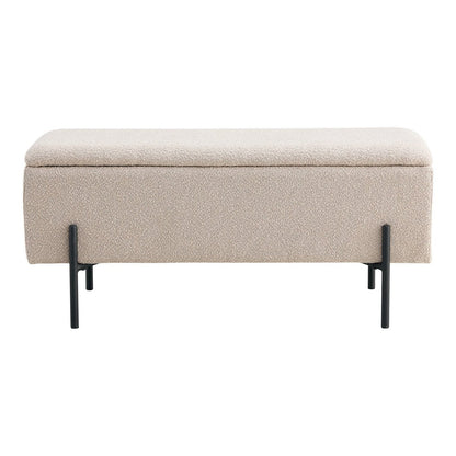 Opbergbank in bouclé met opbergruimte, beige |woon-meubel.nl