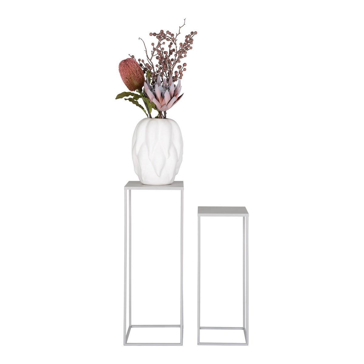 Bloemenstandaard Set – Staal in Koel Grijs – Modern Design | woon-meubel.nl
