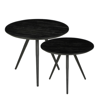 Jailey Side Table - Set of 2 - Recycled Wood - Black