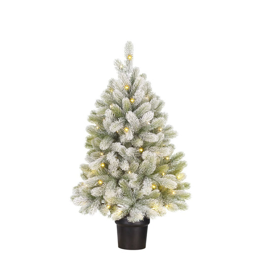 Nigata Kunstkerstboom in Pot met LED Verlichting - H90 x Ø55 cm - Groen Frosted