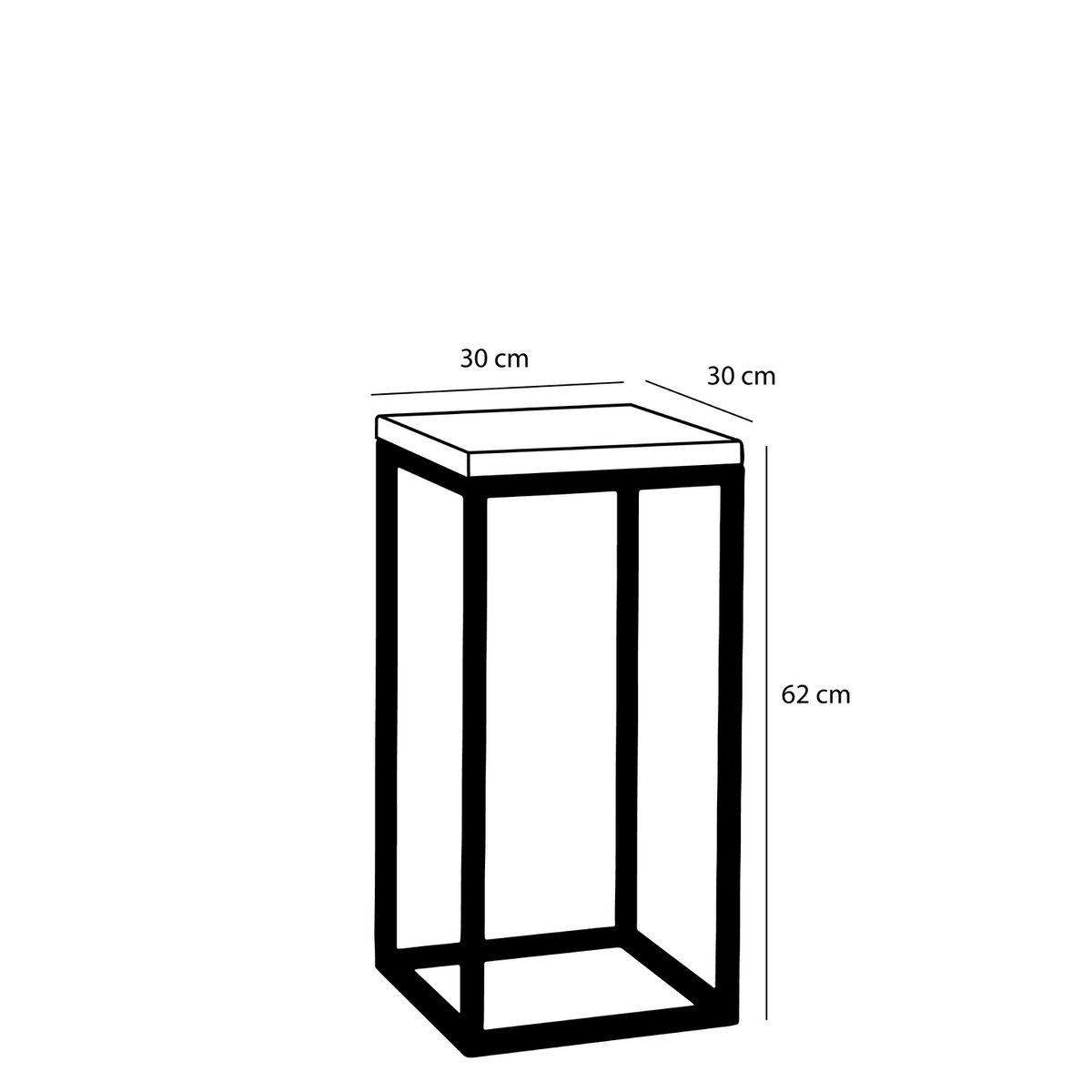 Table à plantes Oskar - L30 x l30 x H62 cm - Bois, métal - Noir