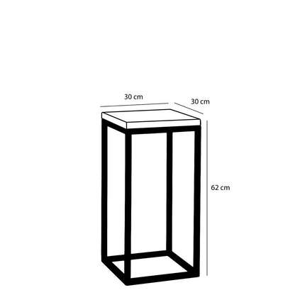 Table à plantes Oskar - L30 x l30 x H62 cm - Bois, métal - Noir