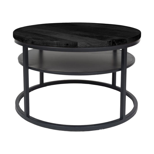 Salontafel Delhi Zwart Mangohout Rond ø70 cm |woon-meubel.nl