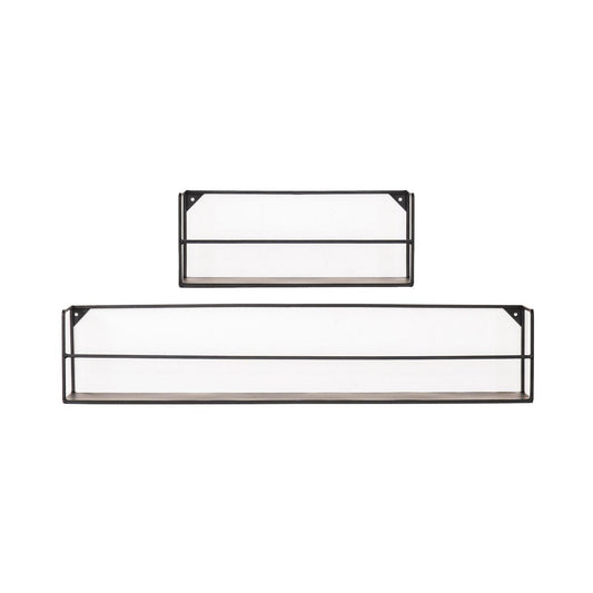 Set van 2 Wandplanken Zwart – Metaal | woon-meubel.nl