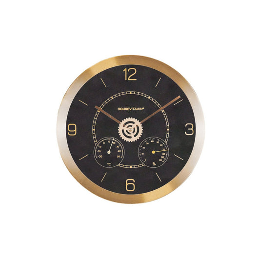 Wandklok – 30 cm – Zwart & Goud – Metaal & Glas