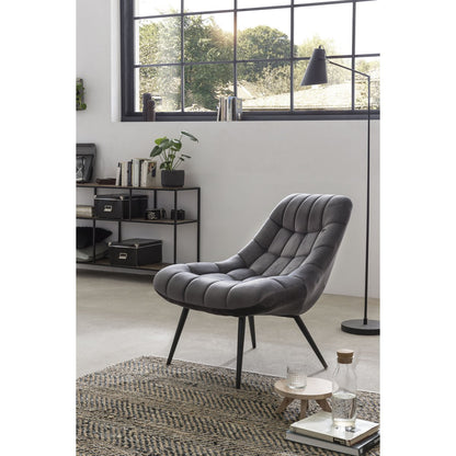 Armchair XXL velvet grey metal black
