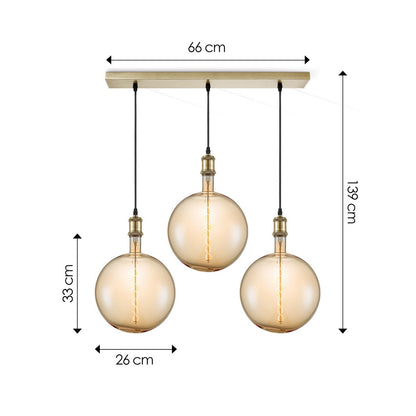 Pendant lamp vintage Globe - 3 LED -dimmable E27 amber