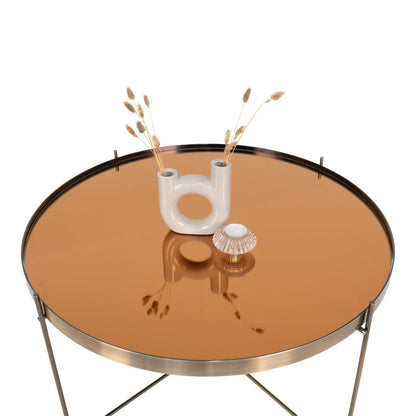 Venezia Coffee Table - Brass-colored steel with glass, Ø70x40 cm