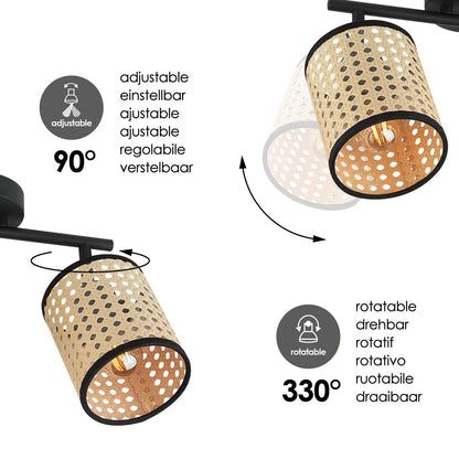 National LED Surface-mounted Spot Rattan 2L - Black