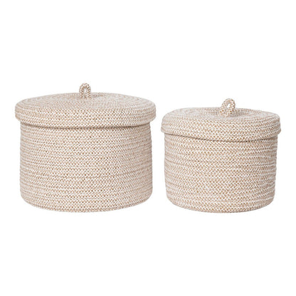 Sebal Basket Set van 2 – Mand met Deksel – Beige Katoen | woon-meubel.nl