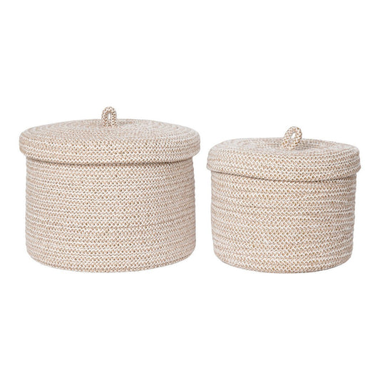 Sebal Basket Set van 2 – Mand met Deksel – Beige Katoen | woon-meubel.nl