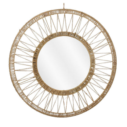 Ludy Wandspiegel - H5 x Ø70 cm - Jute - Lichtbruin |woon-meubel.nl