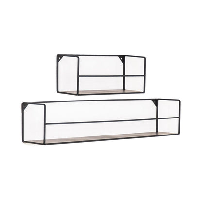 Set van 2 Wandplanken Zwart – Metaal | woon-meubel.nl