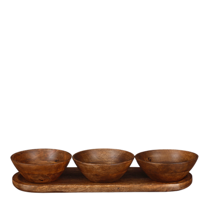 Tomar Bowls and Tray - 200 ml - 100% FSC Mango Wood - Dark Brown