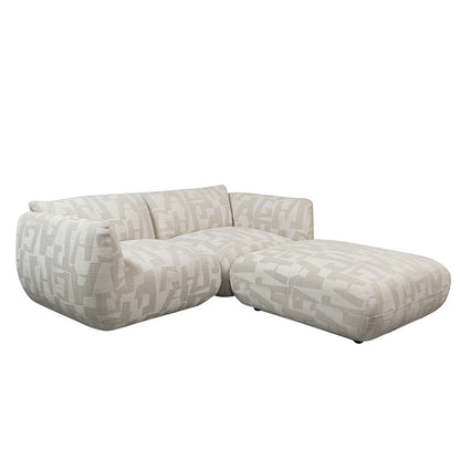 Sofa Amsterdam 2.5 Seater + Ottoman White Glyphs