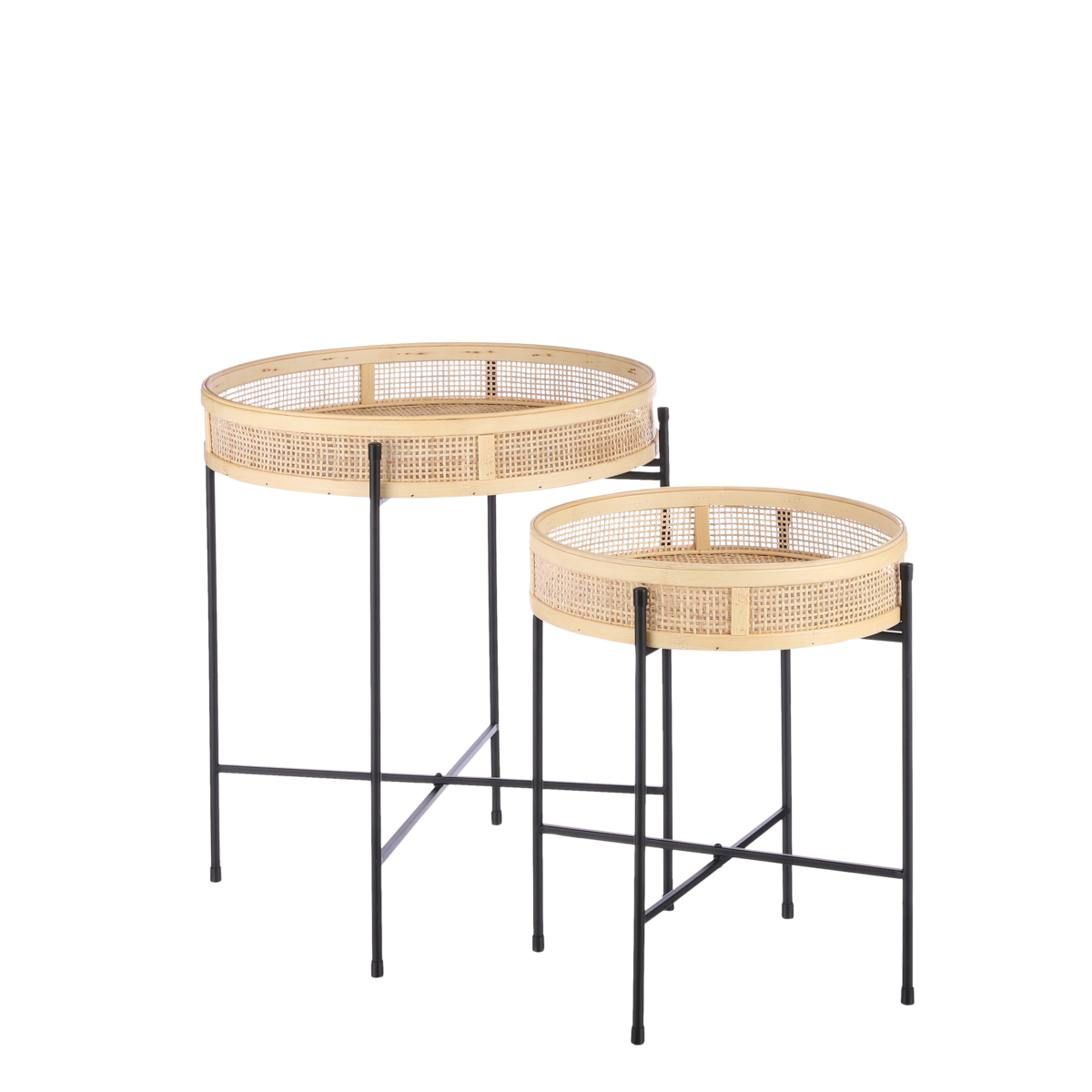 Leandro Bijzettafel - Set van 2 - H53 x Ø45 cm - Zwart