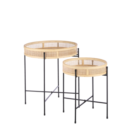 Table d'appoint Leandro - Lot de 2 - H53 x Ø45 cm - Noir