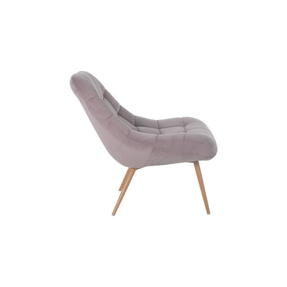 Fauteuil XXL fluweel roze metaal houtlook |woon-meubel.nl
