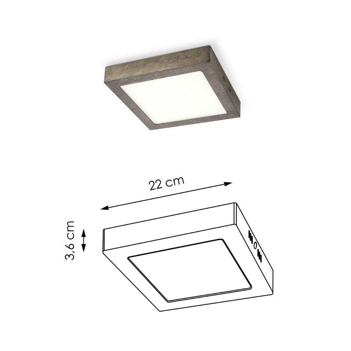 LED Plafondlamp Ska - Antraciet - Vierkant 22/22/3.6cm