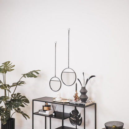 Mirror - Round Wall Mirrors - Metal - Black -S2- 25x90 &amp; 30x100