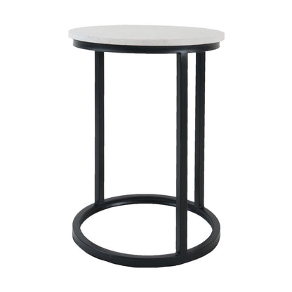 Laptoptafel Mitch Marmer Rond - Wit/Zwart |woon-meubel.nl