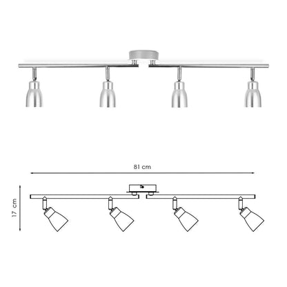LED Surface-mounted spotlight Alba 4L - dimmable - brushed steel