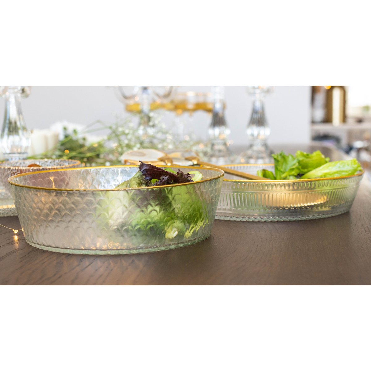 Aulica Goldline Cup – Glazen Schaal 24×24×4 cm – Transparant met Gouden Rand
