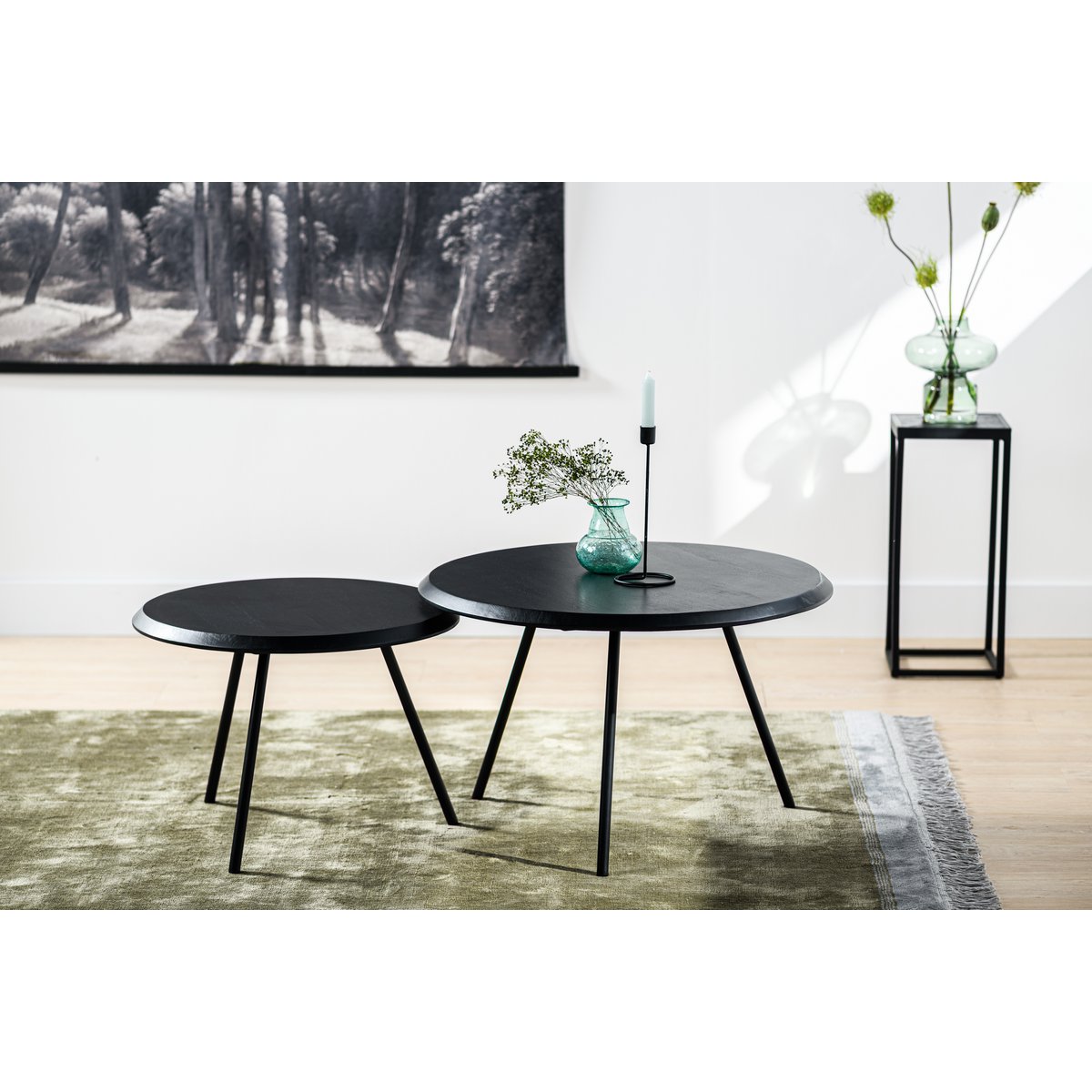 Salontafel rond, set van 2, B340 zwart