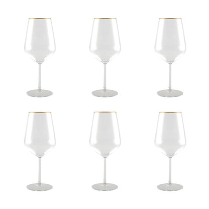 Wijnglazen Mat met Gouden Rand –  Set  6 Stuks | 330 ml | Elegant Design | AULICA