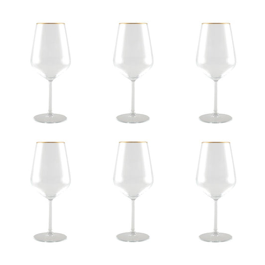 Wijnglazen Mat met Gouden Rand –  Set  6 Stuks | 330 ml | Elegant Design | AULICA