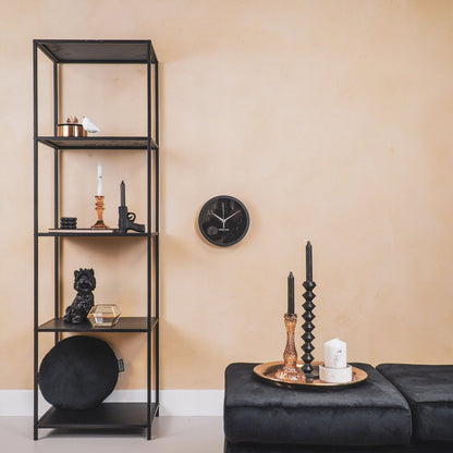 Wandklok – Zwart – Metaal & Glas – 25 cm