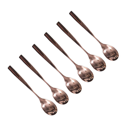 Set van 6 Koperen Dessertlepels | Luxe Koffielepels | woon-meubel.nl