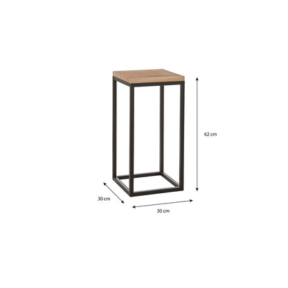 Table à plantes Oskar - L30 x l30 x H62 cm - Bois, métal - Noir