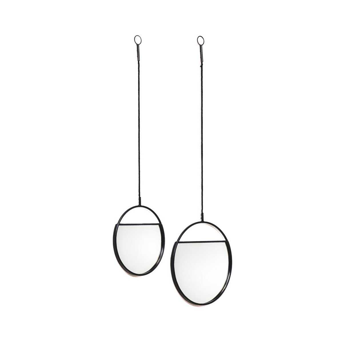 Mirror - Round Wall Mirrors - Metal - Black -S2- 25x90 &amp; 30x100