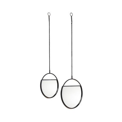Mirror - Round Wall Mirrors - Metal - Black -S2- 25x90 &amp; 30x100