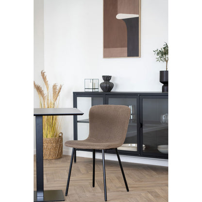 Fano cafétafel Melamine Donkere Steen Zwart Onderstel|woon-meubel.nl