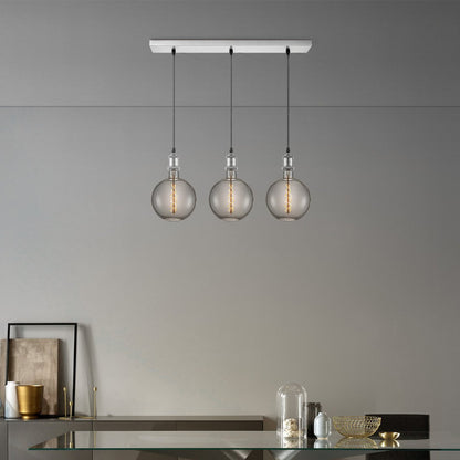 Pendant lamp chrome vintage LED 3L G180 dimmable E27 smoke