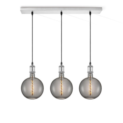 Pendant lamp chrome vintage LED 3L G180 dimmable E27 smoke