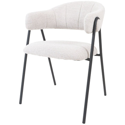 Eetkamerstoel Lio Ivory bouclé |woon-meubel.nl