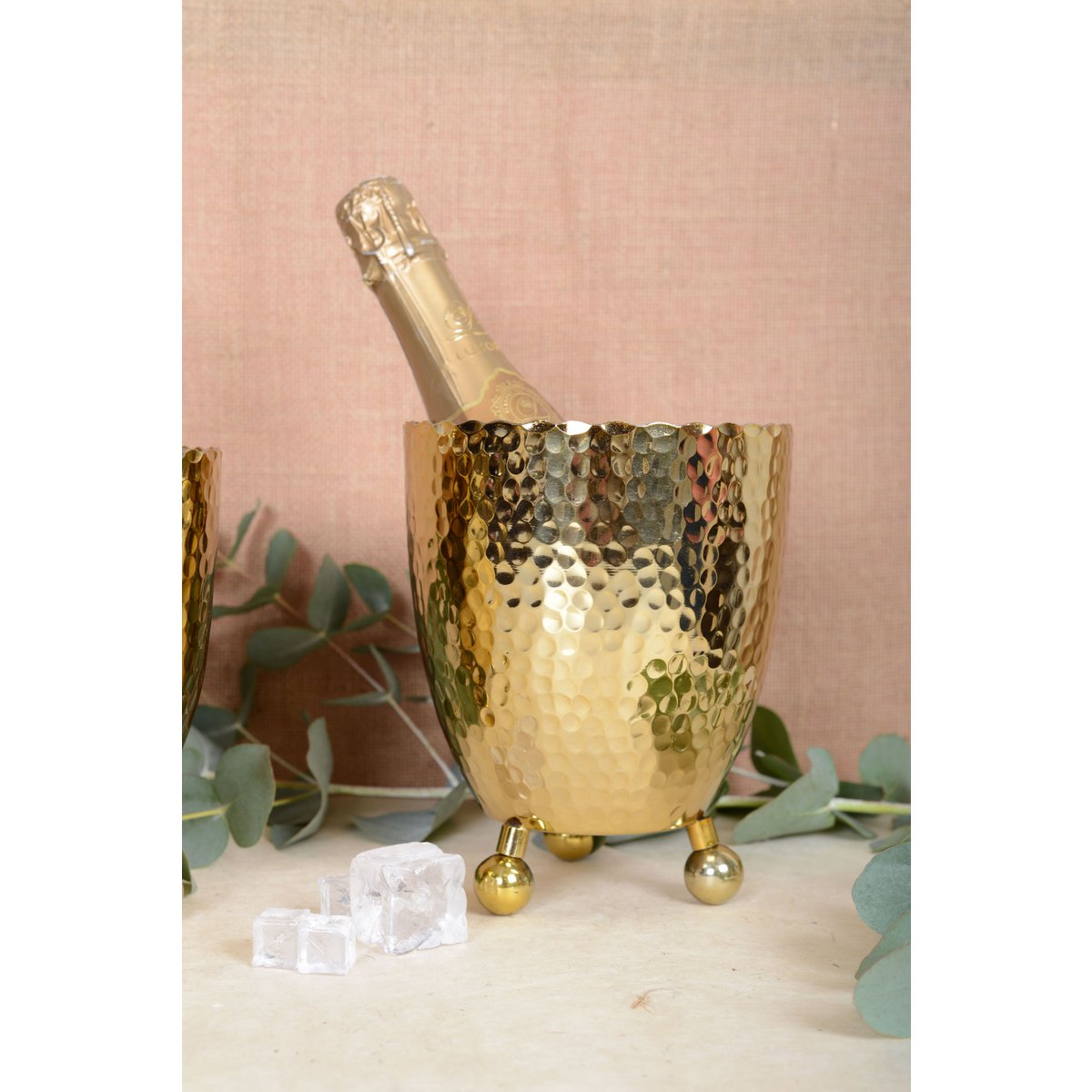 Aulica Hattle Golden Ice Bucket with Tongs