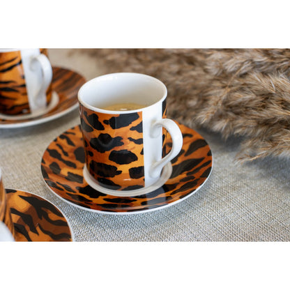 Safari Koffiekopjes (Set van 6) – Met Schotels