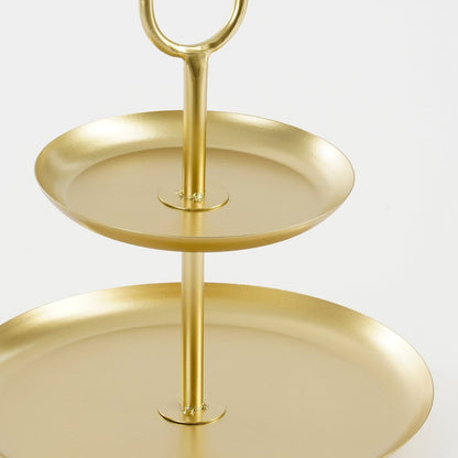 Etagère Rama 2 niveaux - L28 x l28 x H36 cm - Métal - Doré