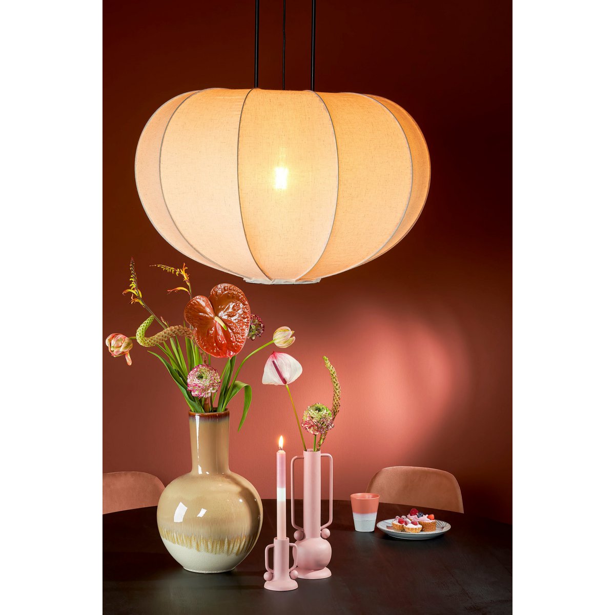 Pego Hanglamp - H55 x Ø50 cm - Linnen - Off White