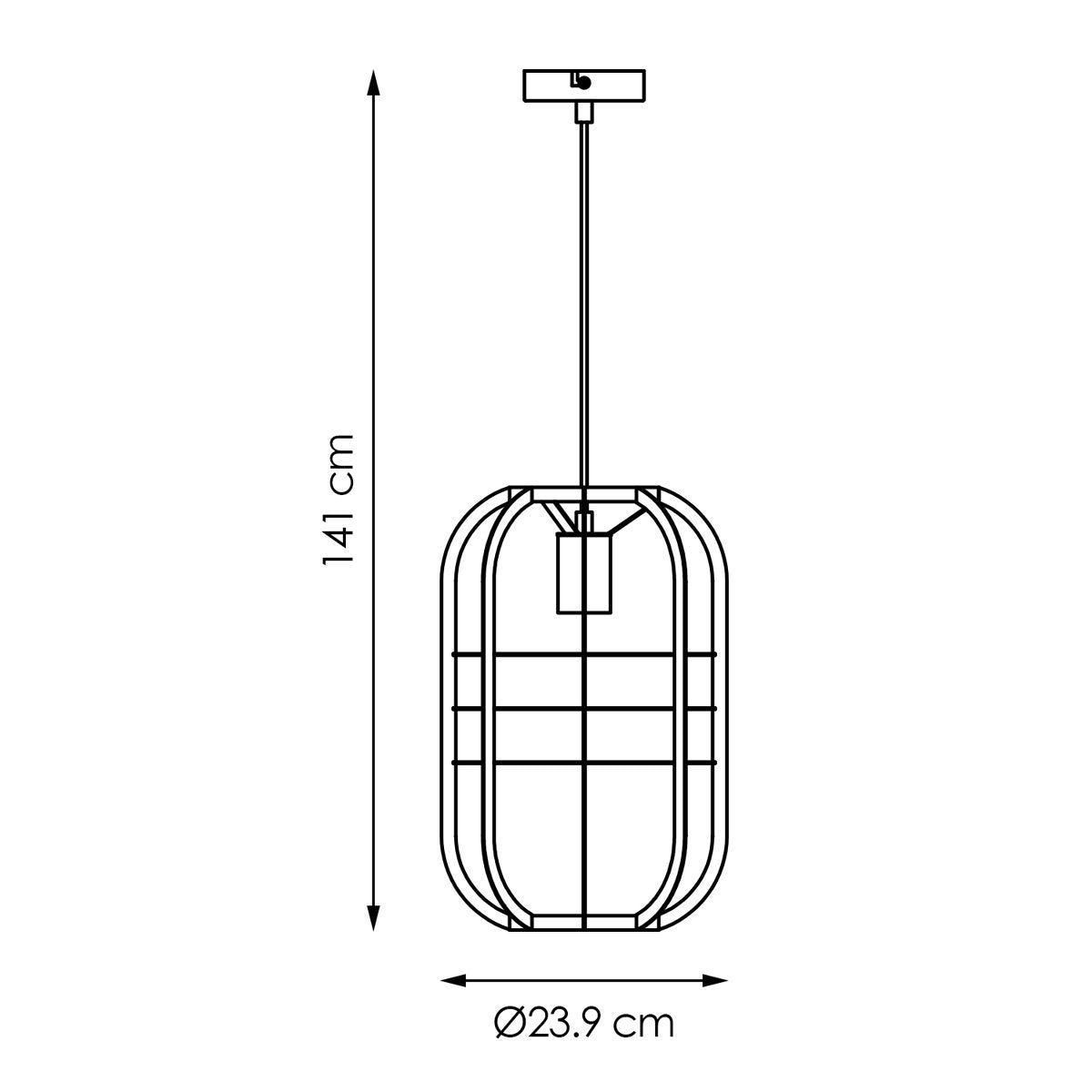 Hanglamp Nero - Zwart - 24x24x141cm