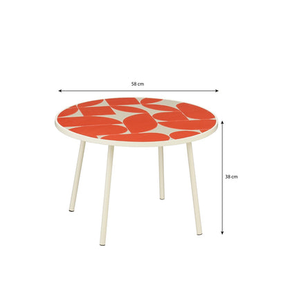 Bologna Bijzettafel Buiten - H38 x Ø58 cm - Metaal - Rood |woon-meubel.nl