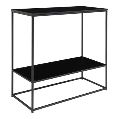 Vita-consoletafel Zwart Frame en Twee Zwarte Planken |woon-meubel.nl