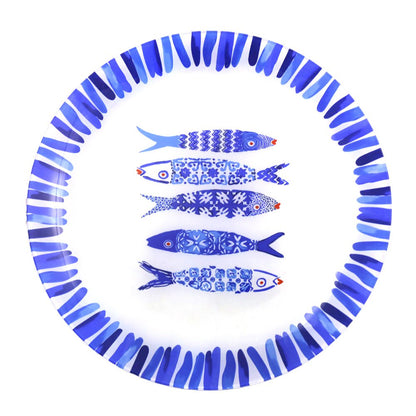 Aulica Presentatiebord – Blauwe Vis – Glas – 30cm |woon-meubel.nl