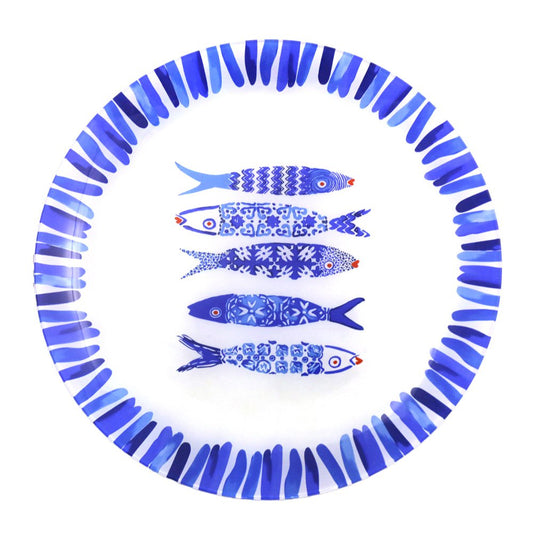 Aulica Presentatiebord – Blauwe Vis – Glas – 30cm |woon-meubel.nl