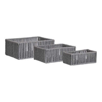 Set of 3 Storage Baskets Gray – Cotton &amp; Metal – House Nordic