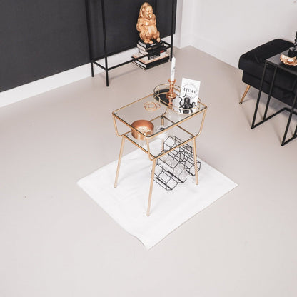 Side table / Bedside table - Metal &amp; Glass - Gold -50x35x60cm